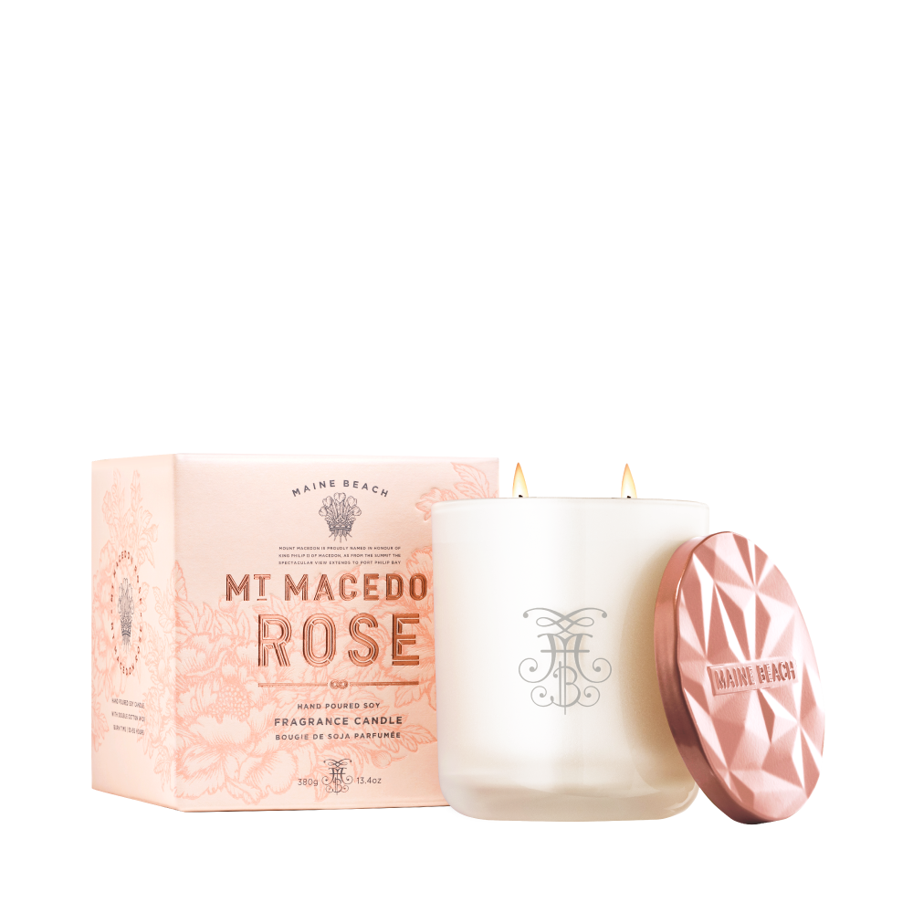 MT MACEDON ROSE FRAGRANCE CANDLE 380G - Aussie Premier